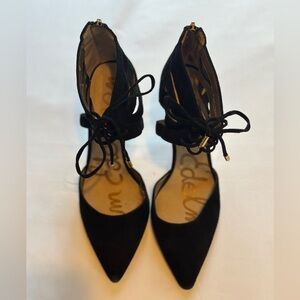 Sam Edelman Black Suede Lace-Up Heels